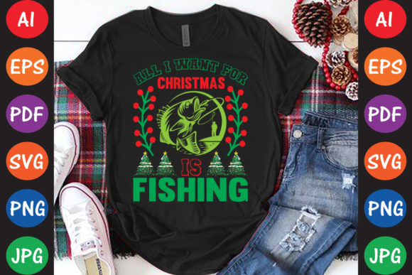 All I Want for Christmas is Fishing Embroidery