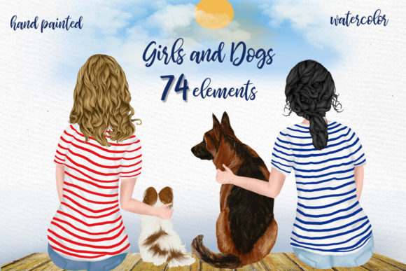 Best Friends Clipart Dogs Illustrations for Crafting