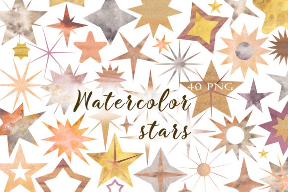 Boho Watercolor Stars Illustrations for Creative Publishing