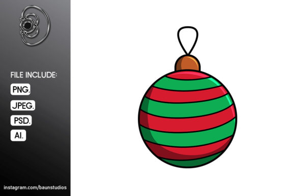 Christmas Ball Cartoon Illustration for Branding and Packaging