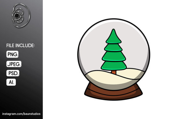 Christmas Crystal Ball Cartoon Illustration for Branding