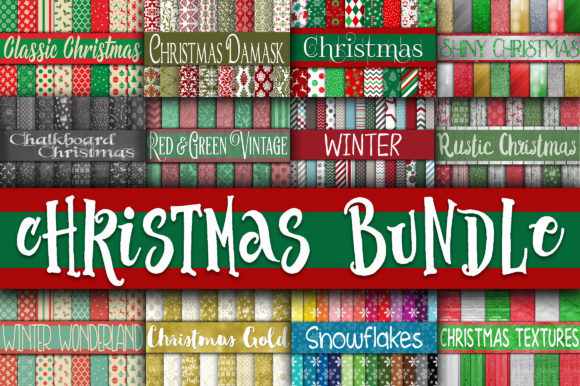 Christmas Digital Paper Bundle for Festive Branding