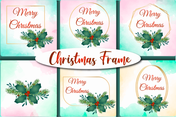 Christmas Flower Frame Collection Graphic Templates