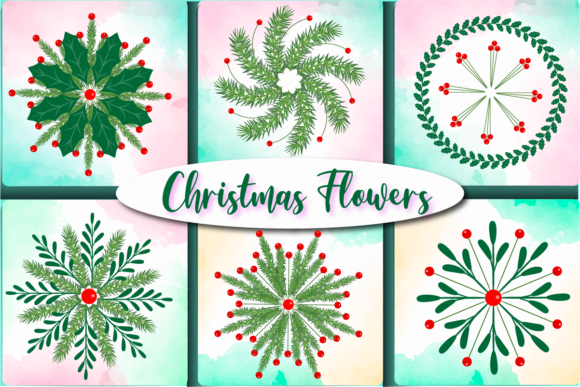 Christmas Flowers Set Collection for Crafts