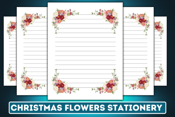 Christmas Flowers Stationery Print Templates for Festive Web Design