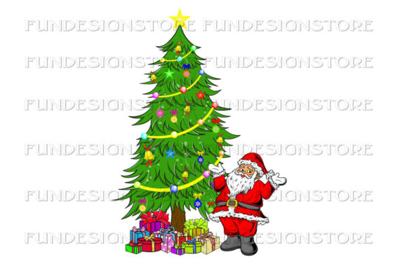 CHRISTMAS TREE, SANTA CLOUS Sublimation Illustrations