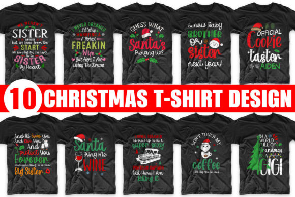 Christmas Tshirt Crafts PNG Bundle for Bloggers and Publishers