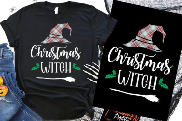 Christmas Witch Halloween T-Shirt Design for Digital Sellers