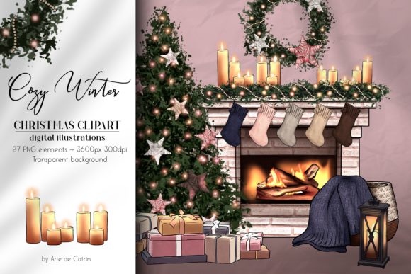 Cozy Winter Christmas Clipart PNG for Illustrations