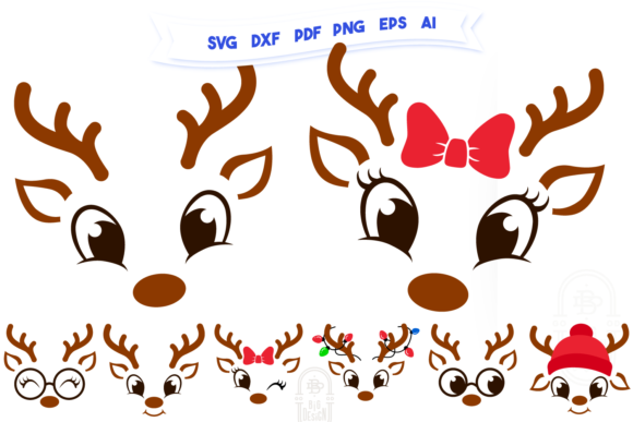 Cute Reindeers Graphic Design Asset for Crafts