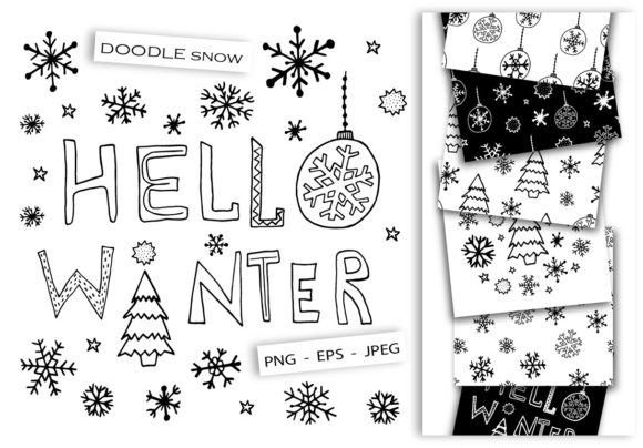 Doodle Snowflakes Clipart for Crafting and Handmade Business
