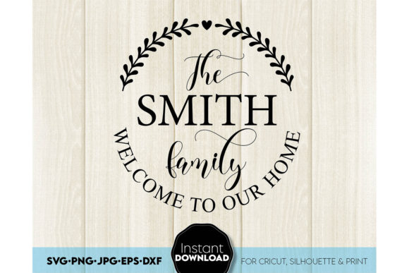 Family Monogram Sign SVG Split Last Name for Crafts