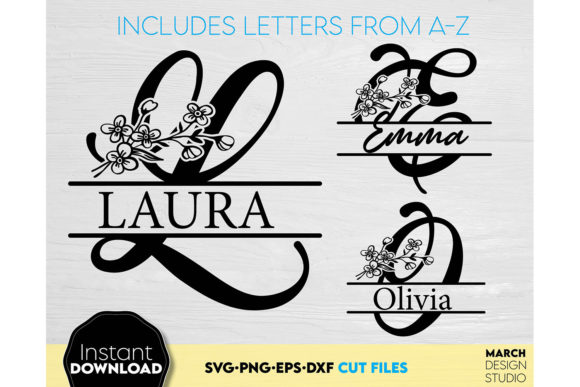 Hand Lettered Split Monogram Bundle SVG for Crafts