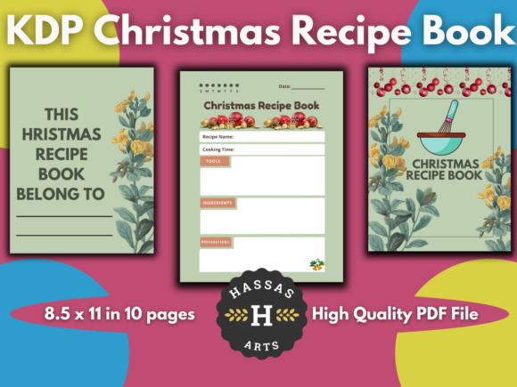 KDP Christmas Recipe Book Planner Pages for Handmade Creations