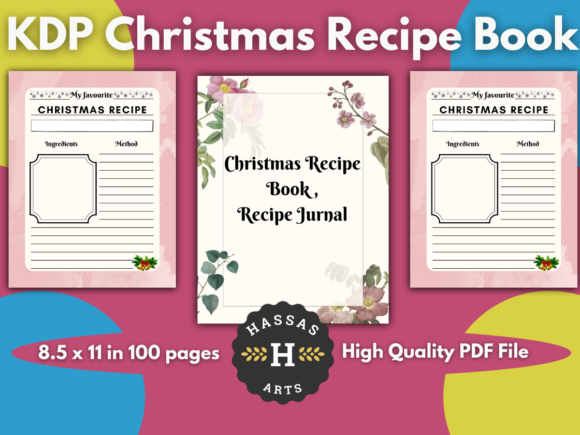 KDP Planner Christmas Recipe Book 100 P for Kdp Interiors