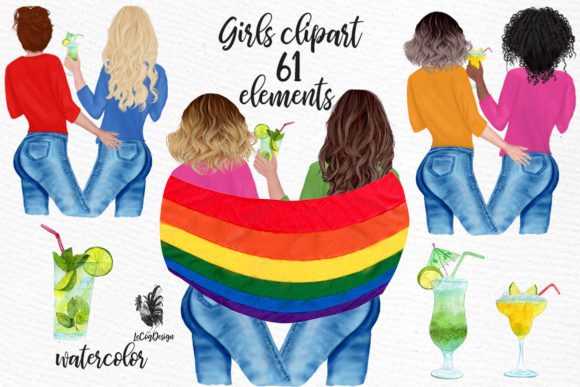 LGBTQ Girls Clipart for Embroidery Projects