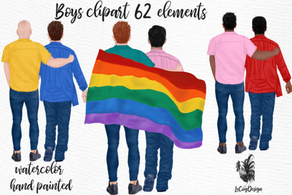 LGBTQ Male Clipart Gay Couples Illustrations