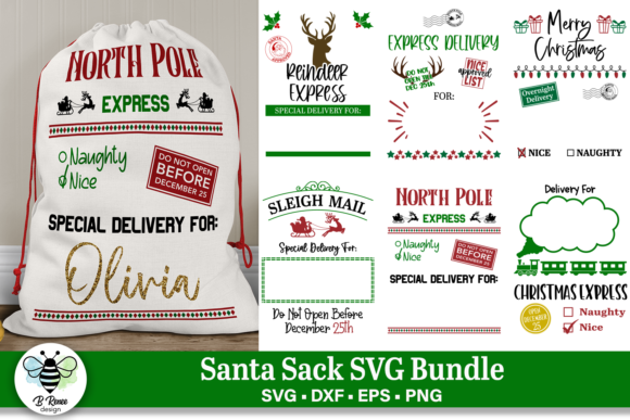 Santa Sack SVG Bundle for Crafts and Christmas Design