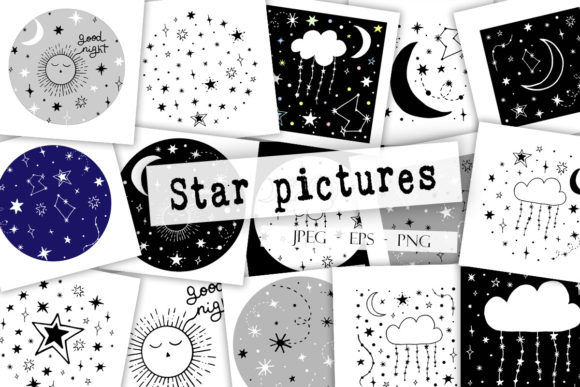 Star Pictures, Posters, Postcards Illustrations for Branding