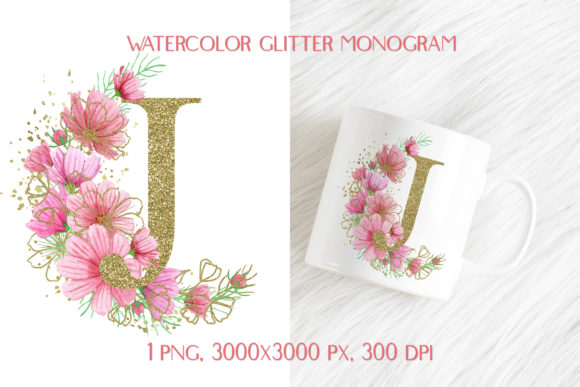 Sublimation Monogram Gold Glitter Letter for Crafts